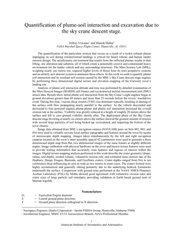 Quantification of Plume-Soil Interaction and Excavation Due to the Sky Crane Descent Stage