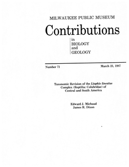 Michaud, E.J., J.R. Dixon. 1987. Taxonomic Revision of the Liophis