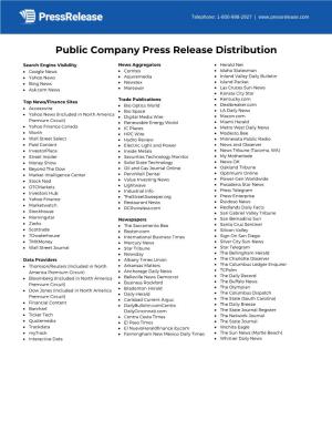 Public Company Press Release Distribution