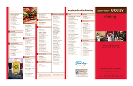 DINING DIRECTORY, Explore the Rich Diversity CON’T of DOWNTOWN BERKELEY’S DINING