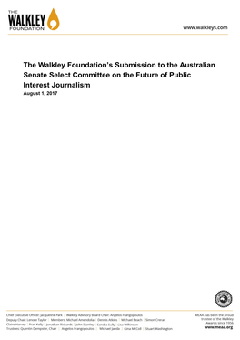 The Walkley Foundation's Submission to the Australian Senate Select