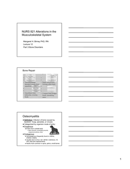 NURS 821 Alterations in the Musculoskeletal System Osteomyelitis