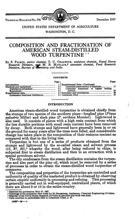 Composition and Fractionation of American Steam-Distilled Wood Turpentine ' '