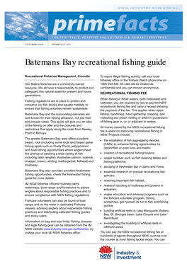 Batemans Bay Recreational Fishing Guide