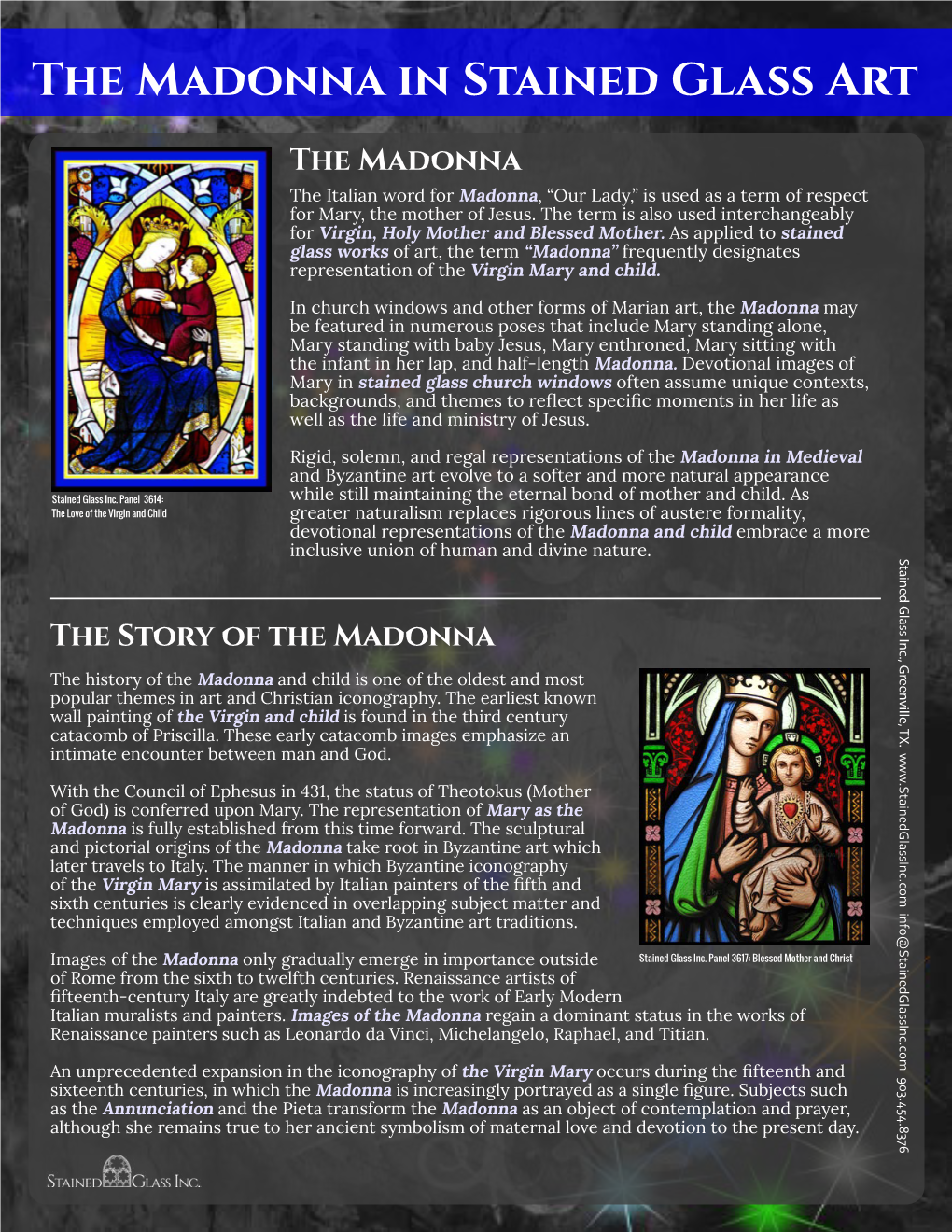 The Madonna in Stained Glass Art the Madonna in Stained Glass Art Stained Glass Inc., Greenville