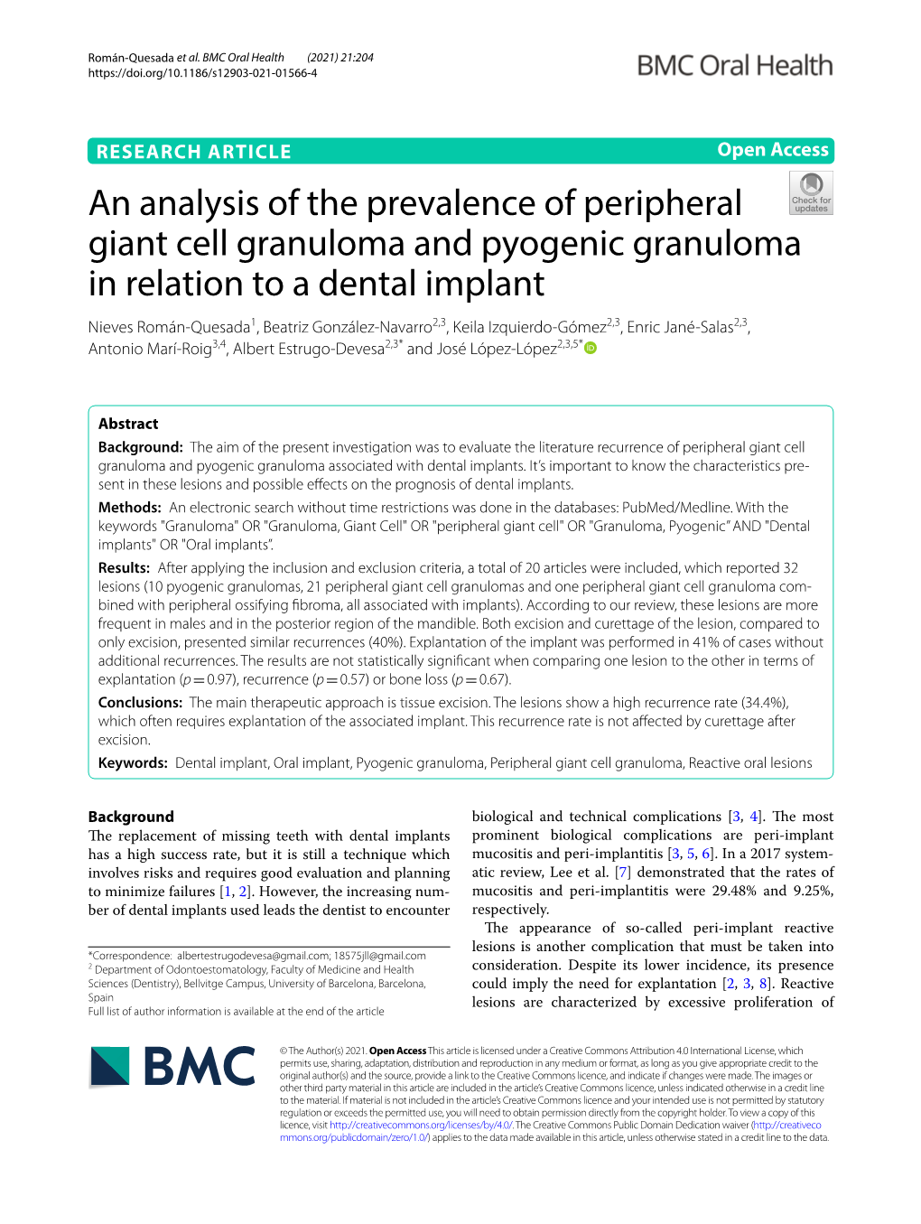 An Analysis of the Prevalence of Peripheral Giant Cell Granuloma And