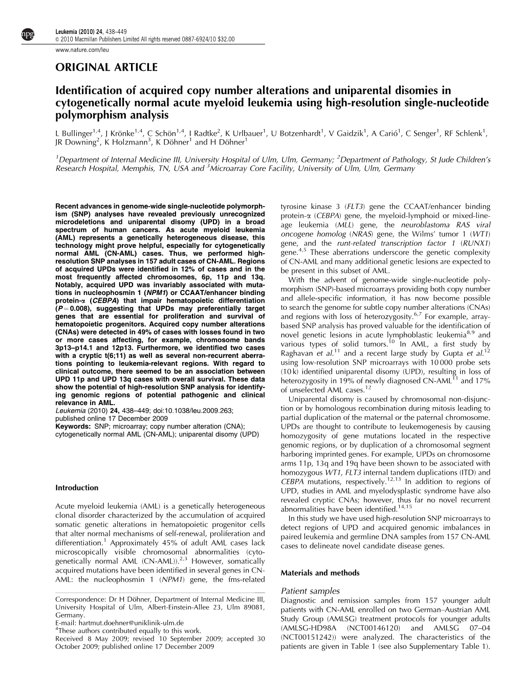 Identification of Acquired Copy Number Alterations and Uniparental