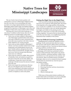 Native Trees for Mississippi Landscapes
