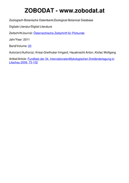 Fundliste Der 34. Internationalenmykologischen Dreiländertagung in Litschau 2009. Irmgard Krisai-Greilhuber, Anton Hausknecht, Wolfgang Klofac