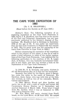 THE CAPE, YORK EXPEDITION of 1883 [By J