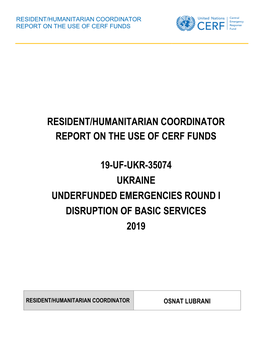 Resident/Humanitarian Coordinator Report on the Use of Cerf Funds