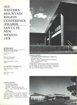 Western Mountain Region Conference Awards Santa Fe New Mexico 1978