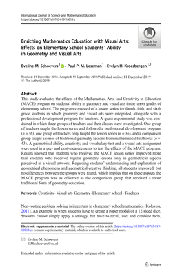 Enriching Mathematics Education with Visual Arts: Effects on Elementary School Students` Ability in Geometry and Visual Arts