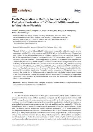 Facile Preparation of Baclxfy for the Catalytic Dehydrochlorination of 1-Chloro-1,1-Diﬂuoroethane to Vinylidene Fluoride