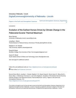 Evolution of the Earliest Horses Driven by Climate Change in the Paleocene-Eocene Thermal Maximum