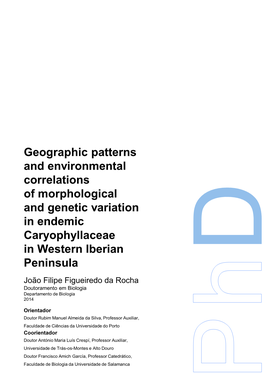 Geographic Patterns and Environmental Correlations of Morphological and Genetic Variation in Endemic Caryophyllaceae in Western Iberian Peninsula