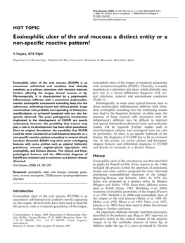 Eosinophilic Ulcer of the Oral Mucosa: a Distinct Entity Or a Non-Specific