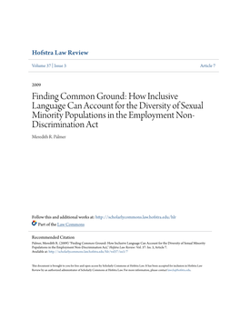 How Inclusive Language Can Account for the Diversity of Sexual Minority Populations in the Employment Non- Discrimination Act Meredith R