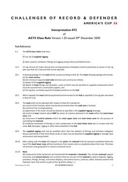 Interpretation 072 of AC75 Class Rule Version 1.23 Issued 29Th December 2020