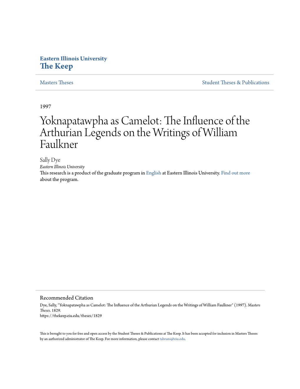 The Influence of the Arthurian Legends on the Writings Of