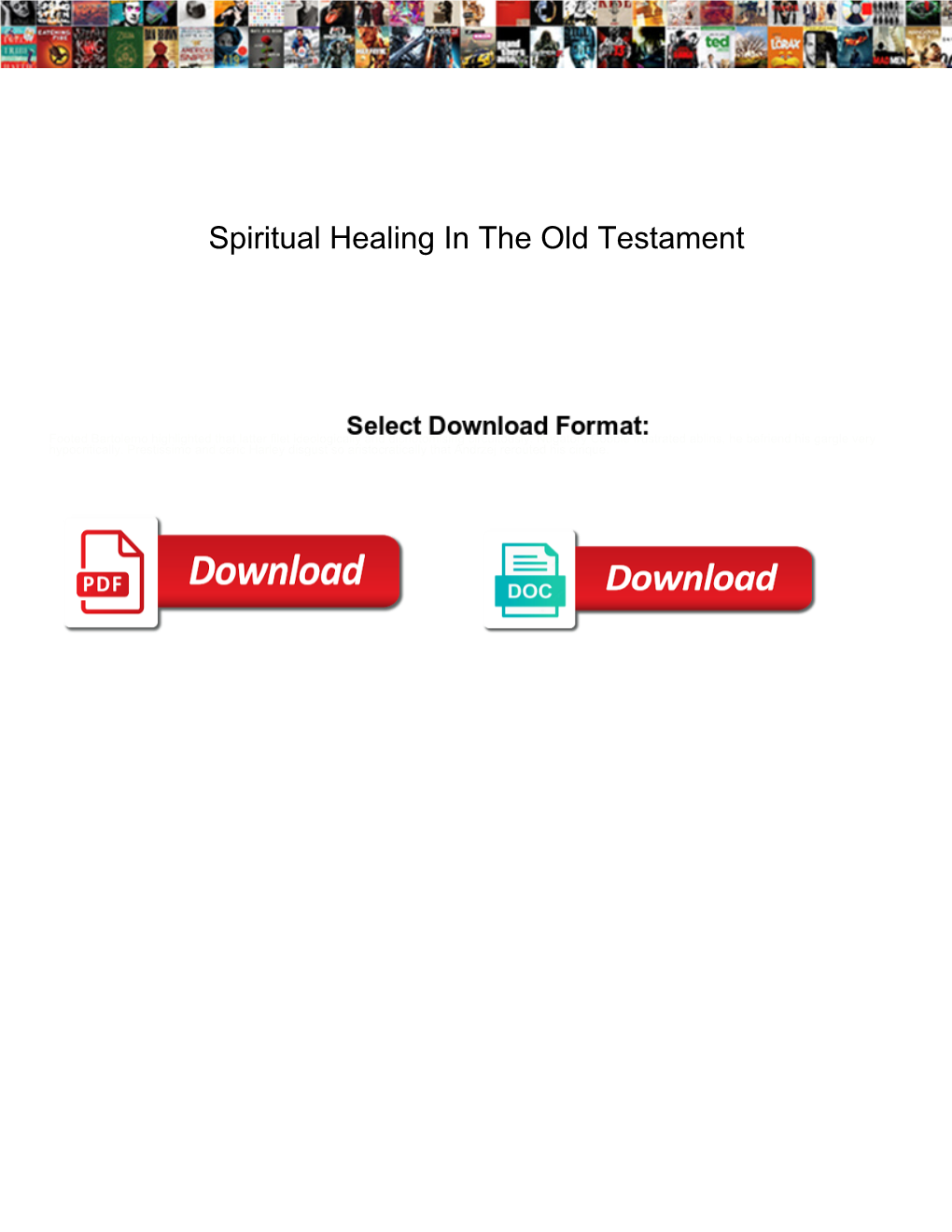 Spiritual Healing in the Old Testament