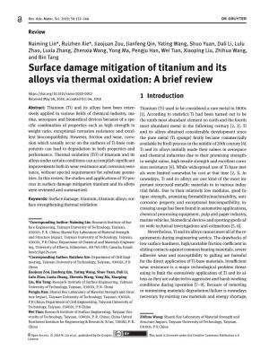 Surface Damage Mitigation of Titanium and Its Alloys Via Thermal Oxidation