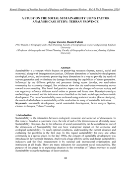 A Study on the Social Sustainability Using Factor Analysis Case Study: Tehran Province