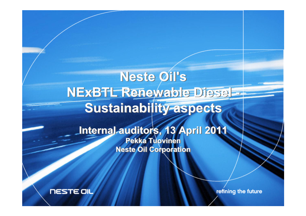 Neste Oil's Nexbtl Renewable Diesel