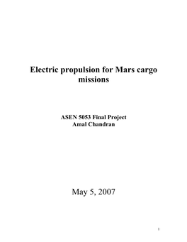 Electric Propulsion for Mars Cargo Missions