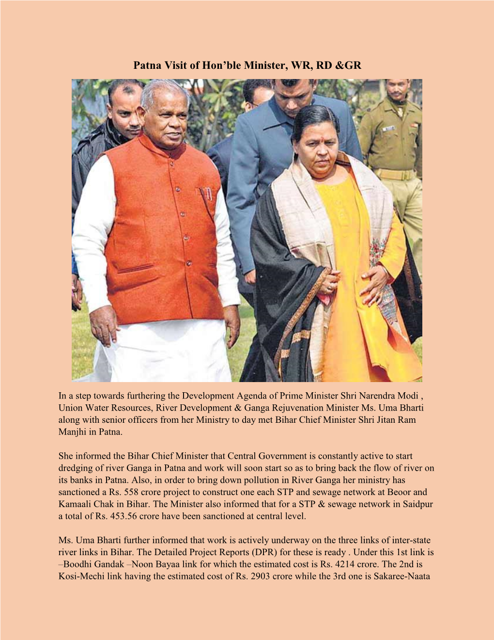 Patna Visit of Hon'ble Minister, WR, RD &GR