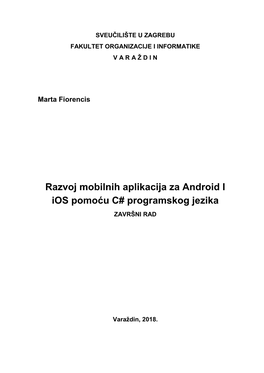 Razvoj Mobilnih Aplikacija Za Android I Ios Pomoću C# Programskog Jezika