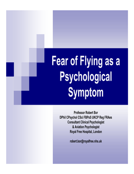 Fear of Flying As a Psychological Symptom