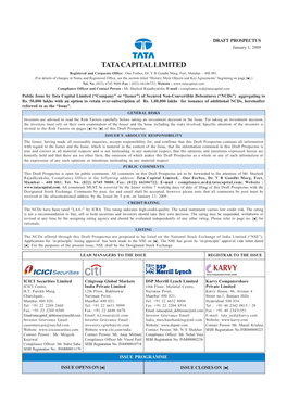 TATA CAPITAL LIMITED Registered and Corporate Office: One Forbes, Dr