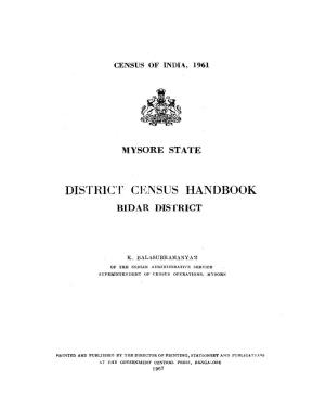 District Census Handbook, Bidar