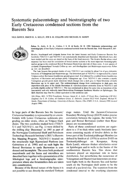 Systematic Palaeontology and Biostratigraphy of Two Early Cretaceous Condensed Sections from the Barents Sea