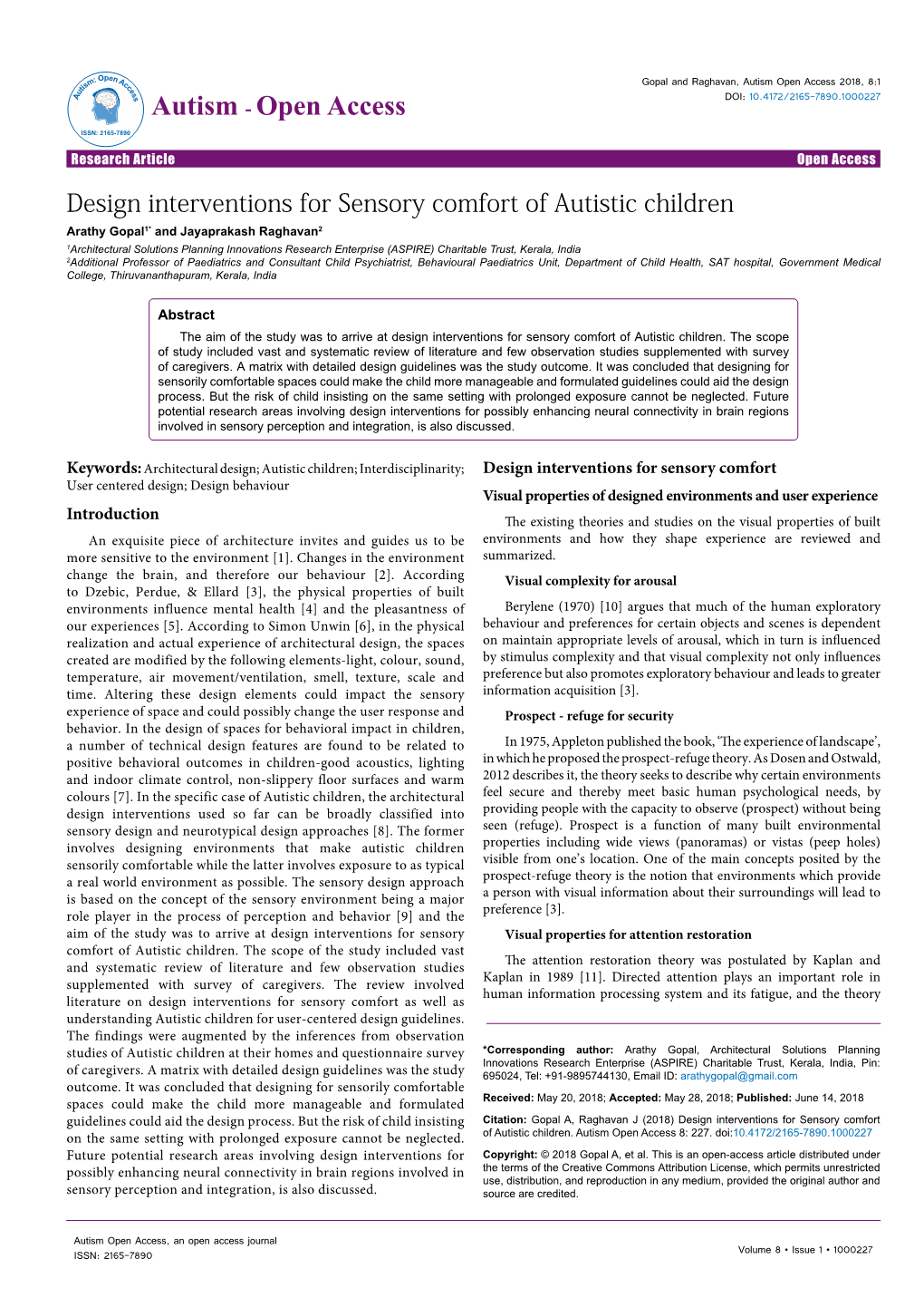 Design Interventions for Sensory Comfort of Autistic Children