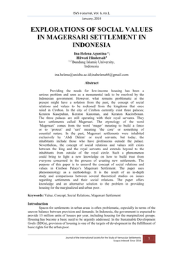 Explorations of Social Values in Magersari Settlement in Indonesia
