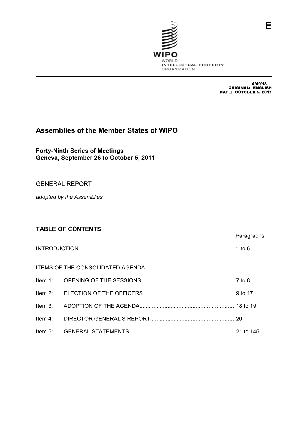 Assemblies of the Member States of WIPO