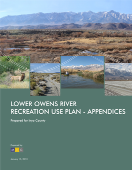 Lower Owens River Recreation Use Plan - Appendices