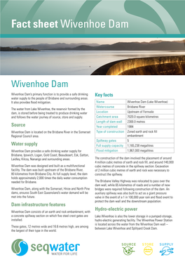 Fact Sheet Wivenhoe Dam