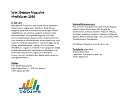 West Betuwe Magazine Mediakaart 2020