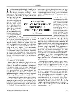 India's Deterrence Doctrine