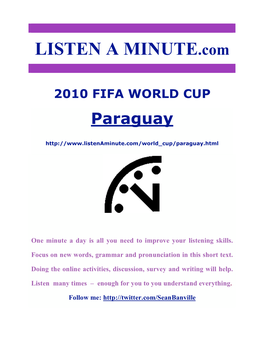 LISTEN a MINUTE.Com 2010 FIFA WORLD CUP Paraguay