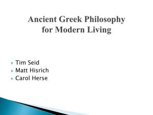 Ancient Greek Philosophy for Modern Living