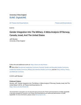 Gender Integration Into the Military: a Meta-Analysis of Norway, Canada, Israel, and the United States