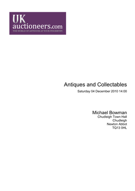 Antiques and Collectables Saturday 04 December 2010 14:00
