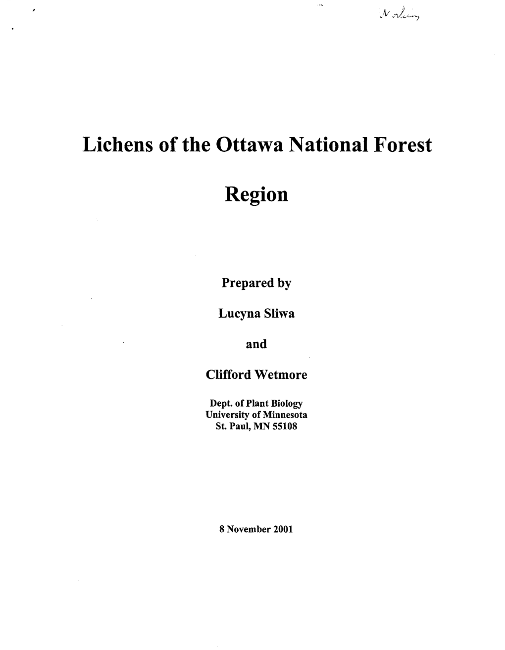 Lichens of the Ottawa National Forest Region