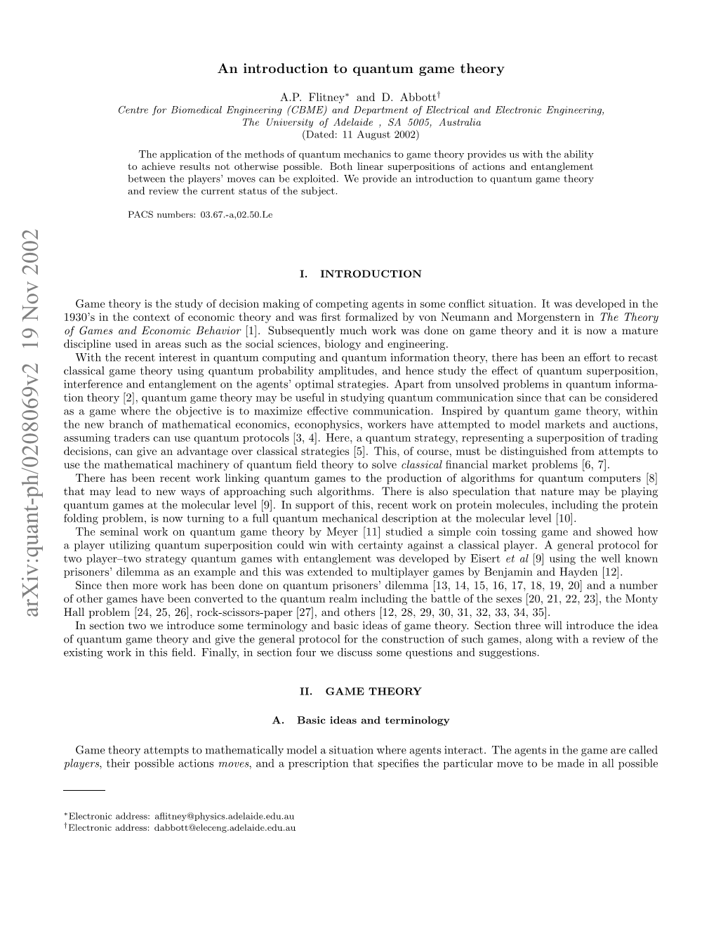 An Introduction to Quantum Game Theory