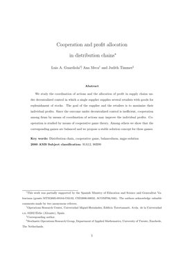 Cooperation and Profit Allocation in Distribution Chains