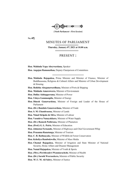 Minutes of Parliament for 07.01.2021